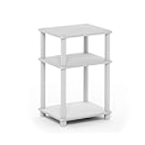 Furinno JUST Side Table, 3-Tier End Table, Open Shelves Night Stand, Bedside Table, Toolless Assembly, for Living Room, Bedroom, Bathroom, White(Espresso) | with Plastic Poles, 1-Pack