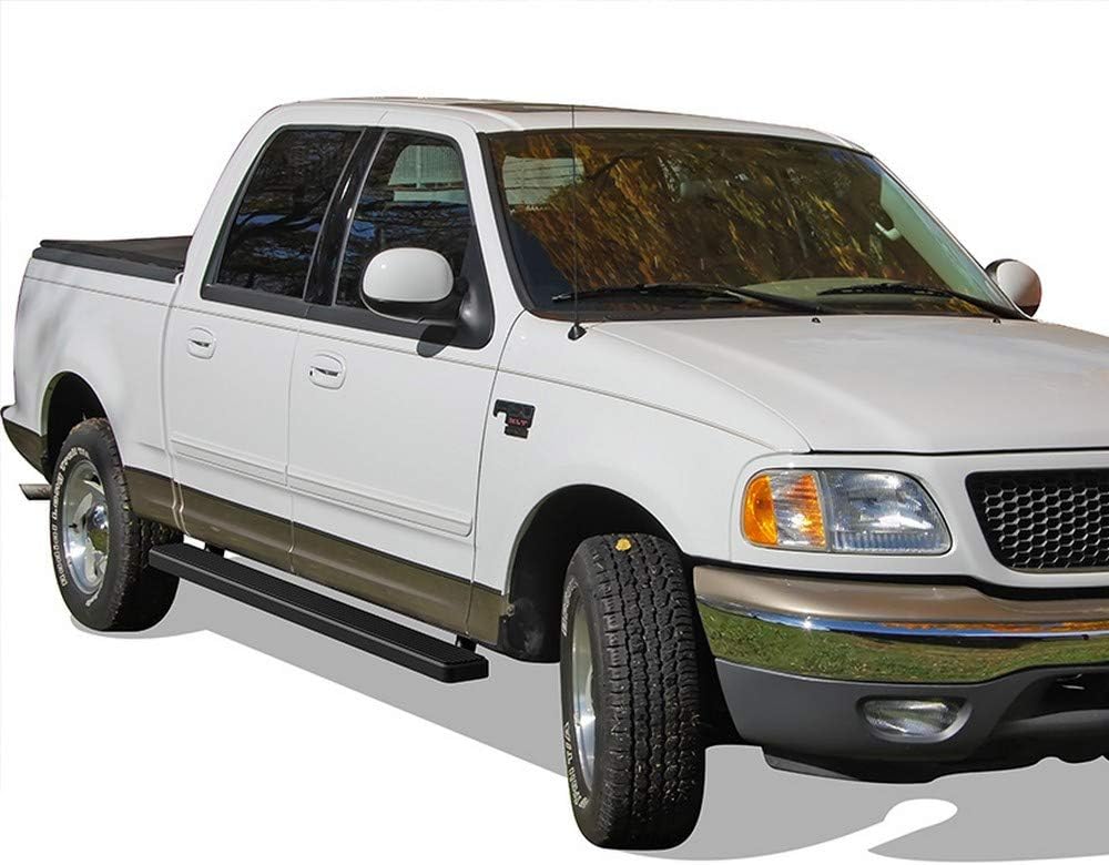 APS Running Boards (Nerf Bars Side Steps Step Bars) Compatible with Ford F150 2001-2003 SuperCrew Cab (Include 04 Heritage) (Stainless Steel Black Powder Coated 6 inches)