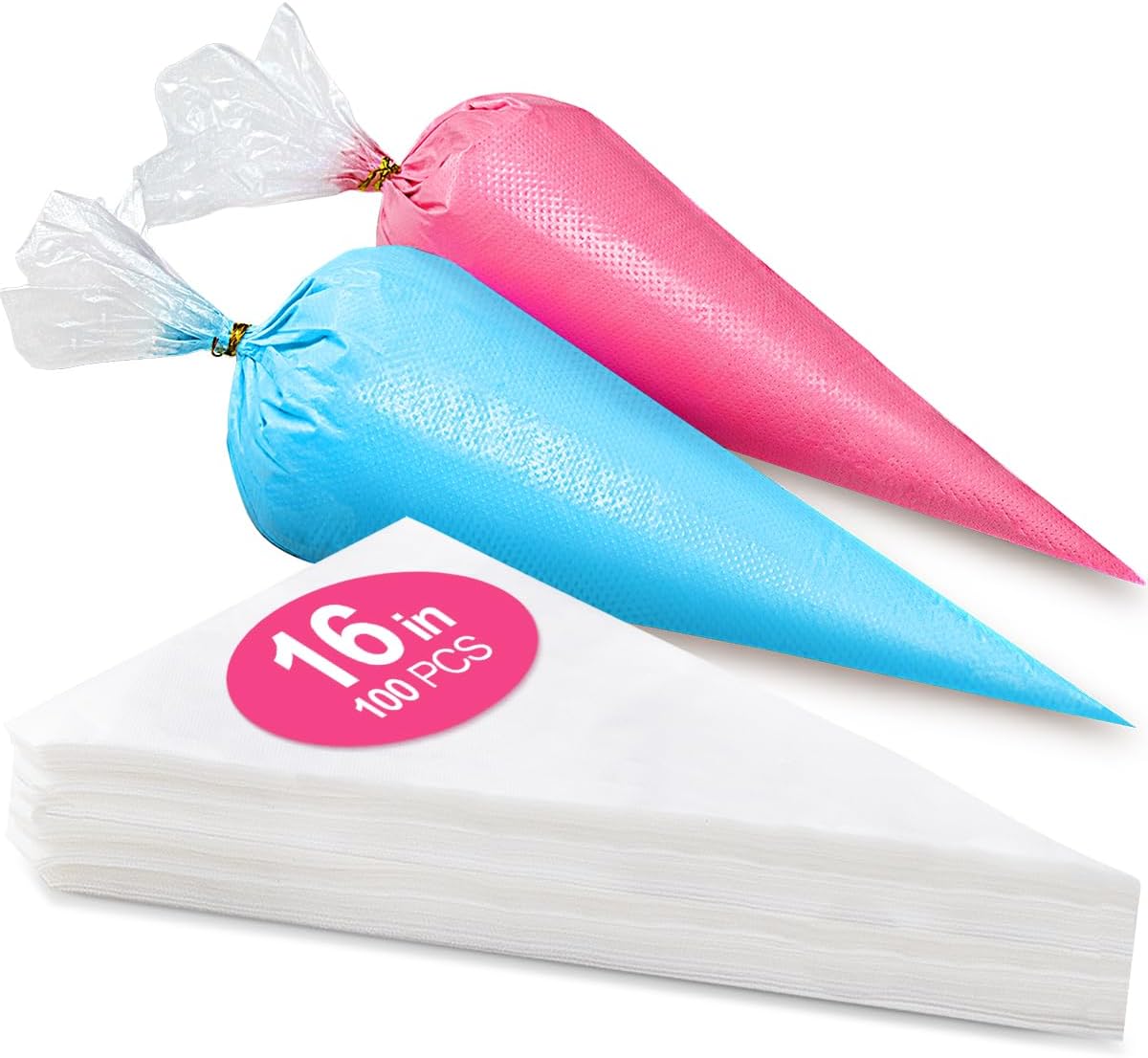 Wddeevoi 16 Inch Piping Bags Disposable, 100Pcs Large Pastry Bags, Frosting Bags, Cake Decorating Bags, Decorating Bags Large Piping Bags, Decorating Bags
