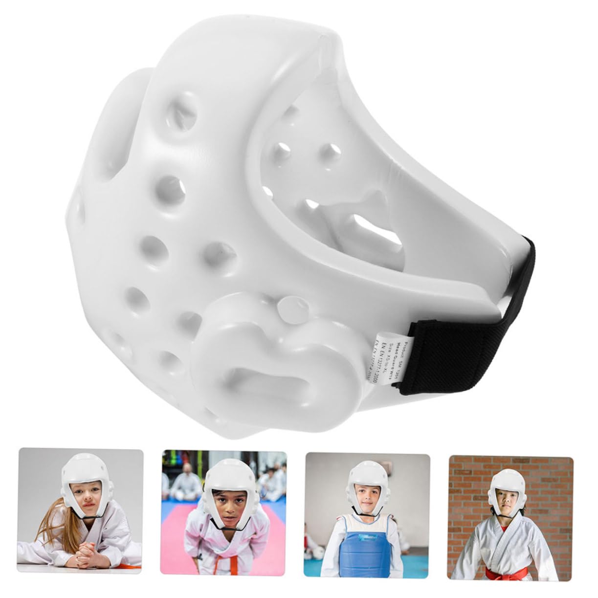Casco da Boxe in Pu Bianco Design Ergonomico e Pratico per Allenamento di Taekwondo e Karate Protezione Testa per Adulti e Bambini