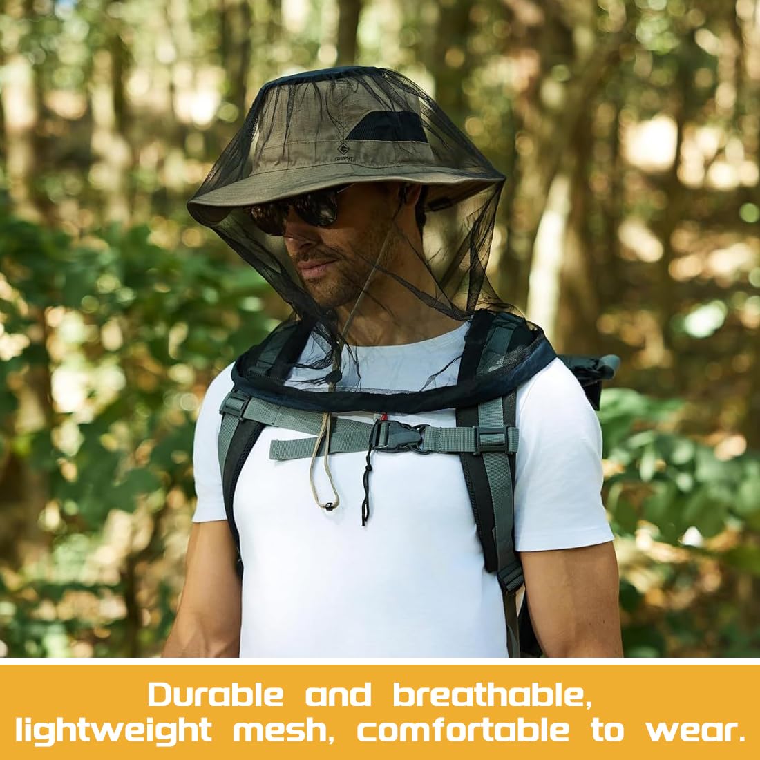 1 Pezzo Cappello Zanzariera 50×50cm Cappello con Zanzariera Protezione Antizanzare Protezione Viso con Sacchetto da Conservazione Ideale per Campeggio Escursionismo Pesca Anti-Insetti