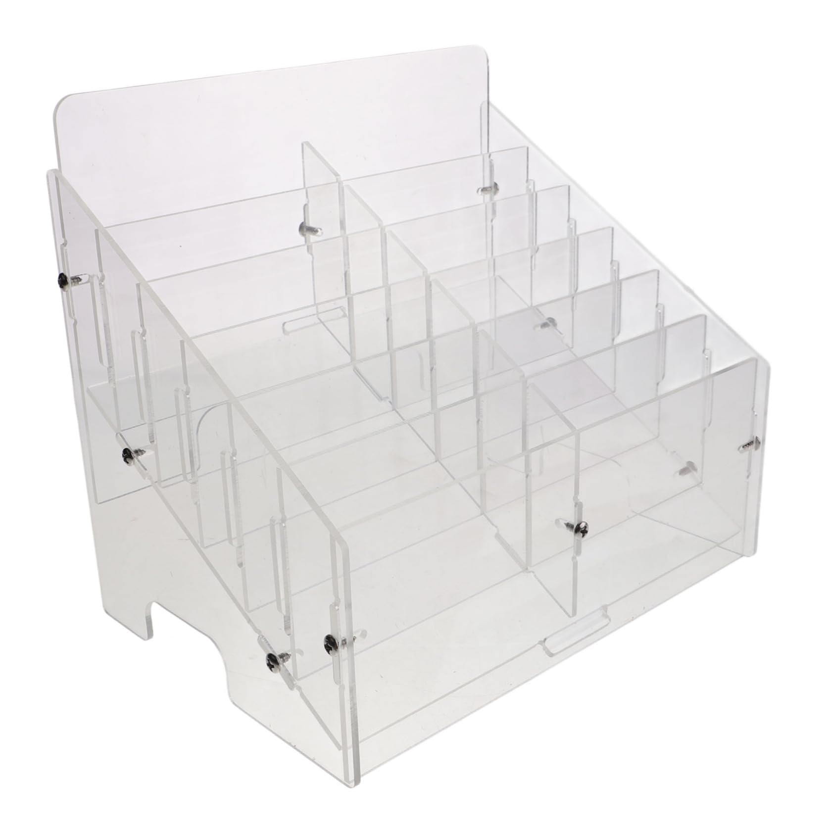 Zerodeko Acrylbox für Visitenkarten und Handy Transparenter Kartenhalter mit Fächern Aufbewahrungsbox für Schreibtisch Platzsparende Organisation für Büro und Schule