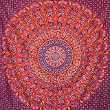 MOMOMUS Tapiz Mandala Indio - 100% Algodón, Grande, Multiuso - Tapices de Pared Decorativos -Ideales para la Decoración del Hogar, Habitación o Salón - Rojo, 210x230 cm