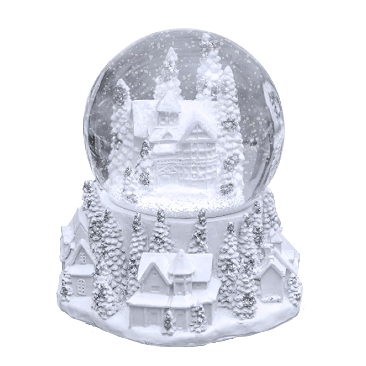 The Christmas Workshop 70799 White Townscape Musical Snow Globe/Indoor Festive Decoration/Wind Up & Play / 13.5cm x 13.5cm x 14cm