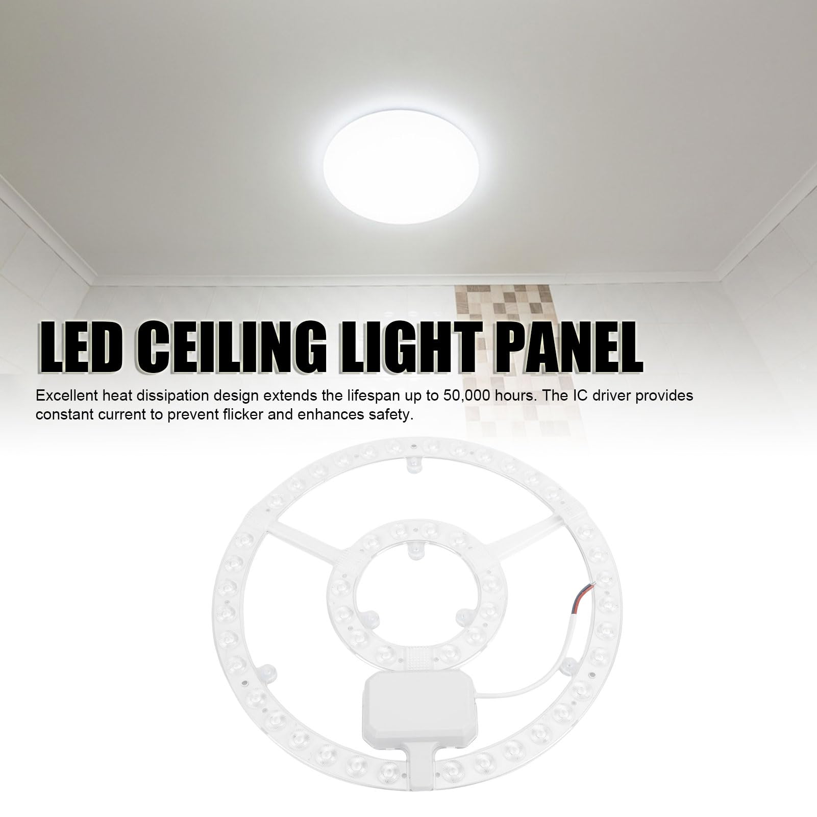 Greensen Luz LED de Techo, Panel Redondo Magnético de Reemplazo de 48W y 10.6 Pulgadas con Luz Difusa 360 y Vida Útil de 50000 Horas, para Luces de Ventilador de Techo Empotradas