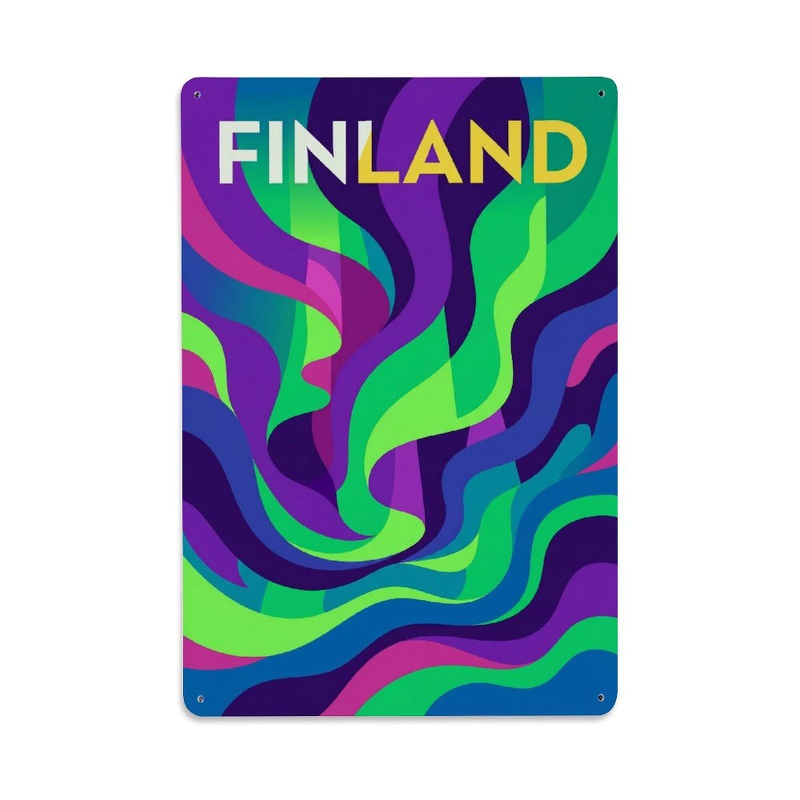 Olhnbad Style Finland Abstract Aurora Travel Color Flow Metal Tin Sign