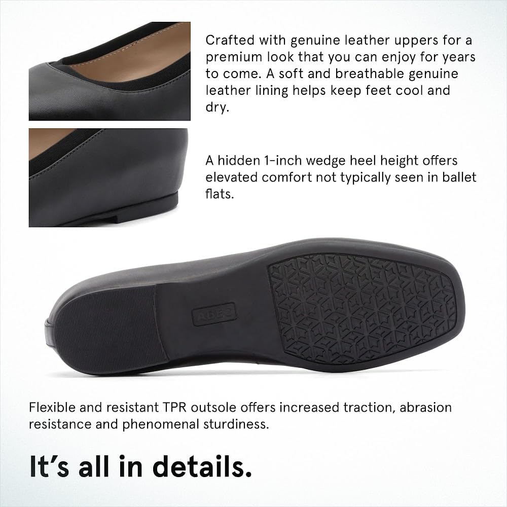 ABEO Cadence Ballet Flats for Women | Metatarsal Pad | Arch Support Flats Shoes | Ball of Foot Cushion | Premium Leather Upper & Lining