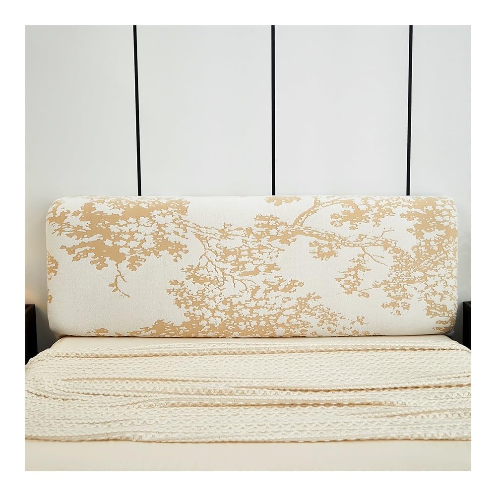 VONCYKI 1 PC Headboard Cover Elastic Jacquard Bedside Cover For Bed In Bedroom Easy To Clean Headboard Cover A Pattern Of Fancy Trees(Orange,150cm)