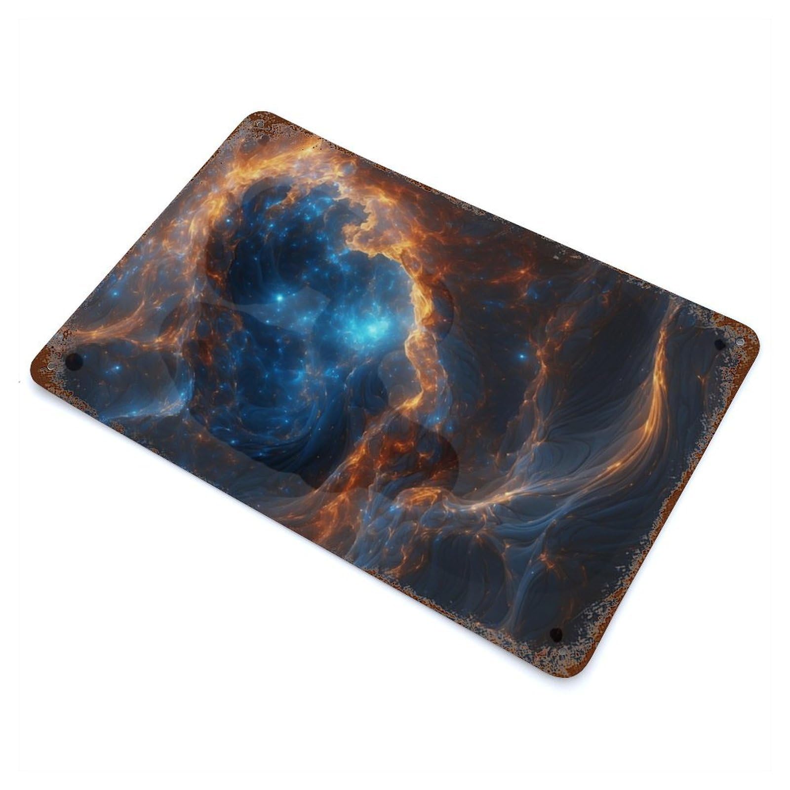 Universe Amidst The Cosmic Rusty Metal Tin Sign 11.8"x7.9", Ideal for Pub, Kitchen And Man Cave Decor