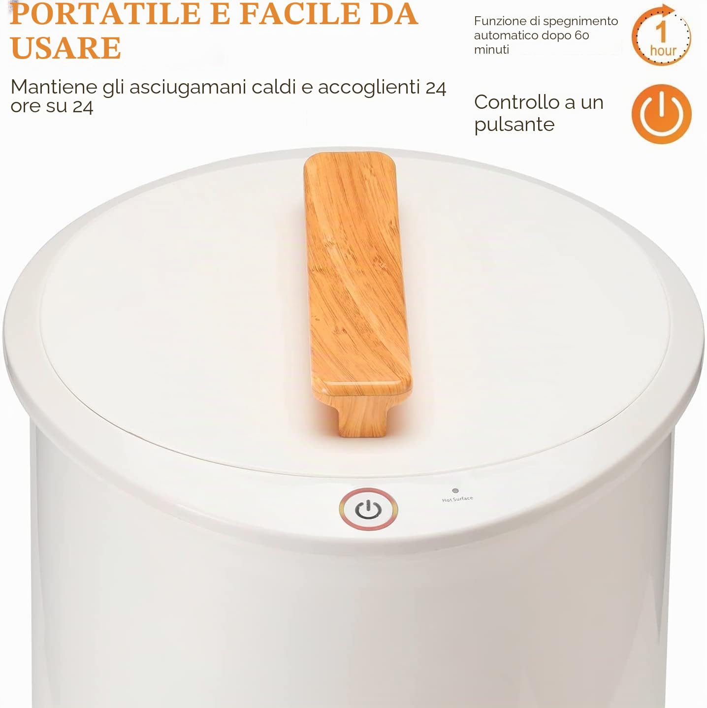 Keenray Scaldasalviette Stile Secchio, Scalda Asciugamani Secchio Elettrico per Bagno, Controllo a 1 Pulsante, Spegnimento Automatico, Adatto a Due Accappatoi Grandi, Coperte Pigiami e Altro