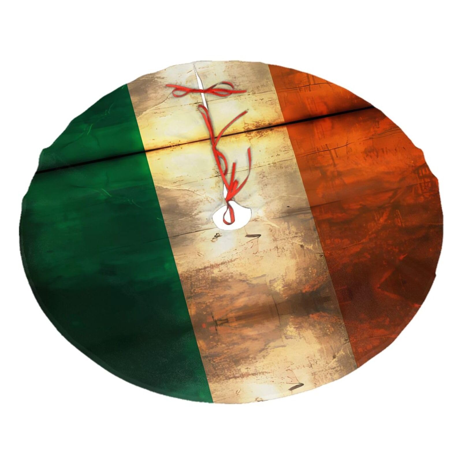 Retro Irish flag30 Christmas Tree Skirt Christmas Plush Tree Skirt Indoor and Outdoor Decoration