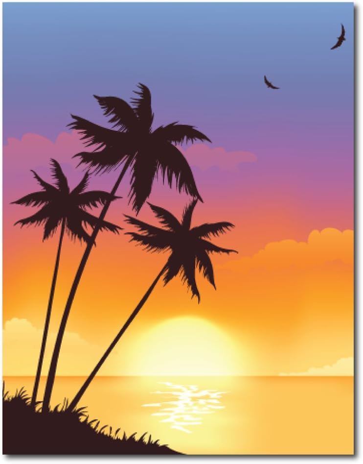 VictoryStore Victory Store Yard Sign Outdoor Lawn Decorations: Tropical Island Sunset Photo Backdrop- 8’ x 10’ Vinyl Banner