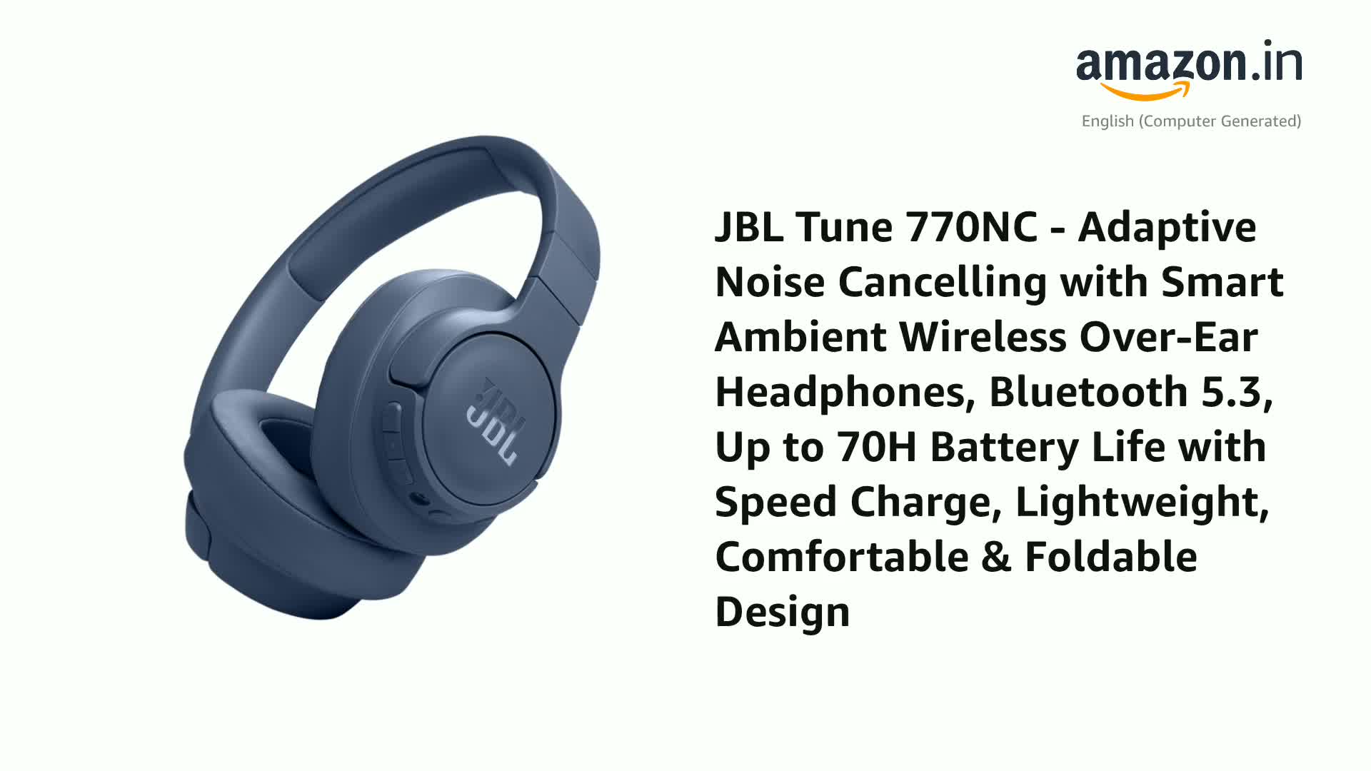 JBL Tune 770NC - Adaptive Noise Cancelling with Smart Ambient
