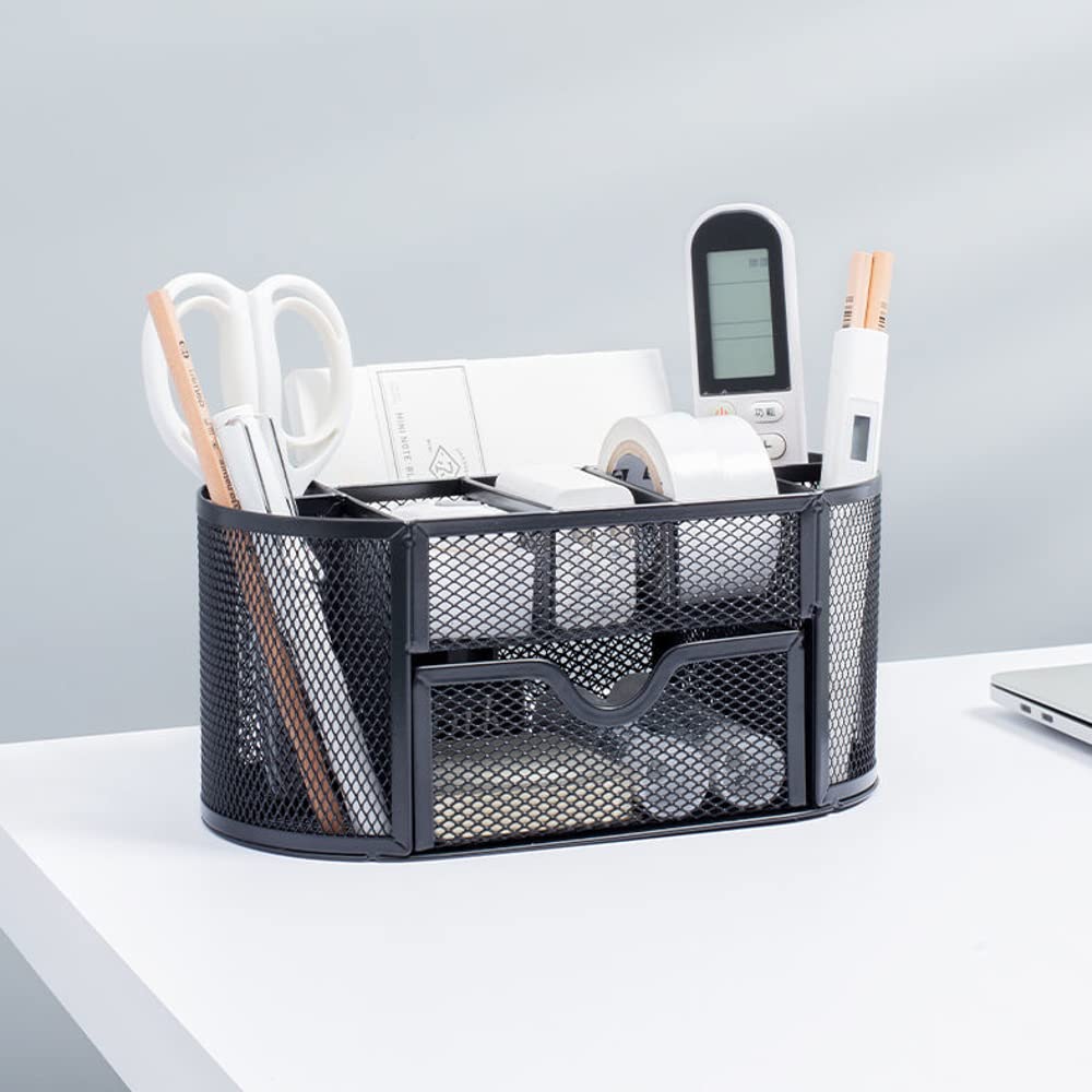 Buy Desk Organizer with 9 Compartments Office Desk Organizer Black Mesh