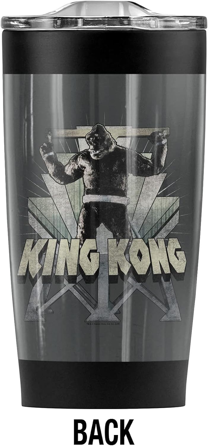Logovision King Kong 8Th Wonder Stainless Steel Tumbler 20 oz Coffee Travel Mug/Cup, Vacuum Insulated & Double Wall with Leakproof Sliding Lid | Great for Hot Drinks and Cold Beverages