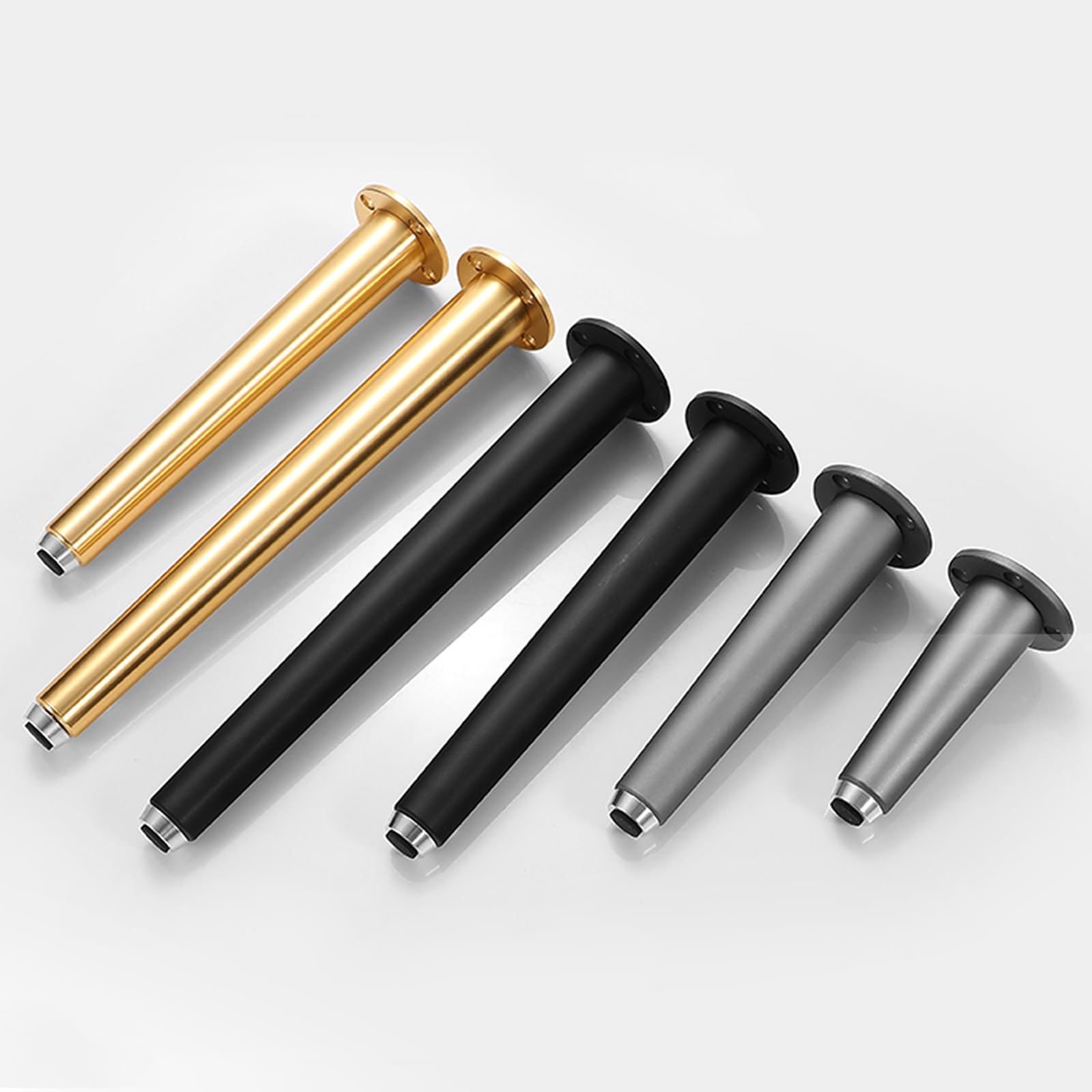 Generico Gambe per Mobili Piedini per Tavolo Conici Regolabili in Lega di Alluminio Anodizzato 4 Pezzi Neri da 15 cm Altezza Piedini per Divano: 10-25 cm Piedini per Mobile da 15 cm/6"