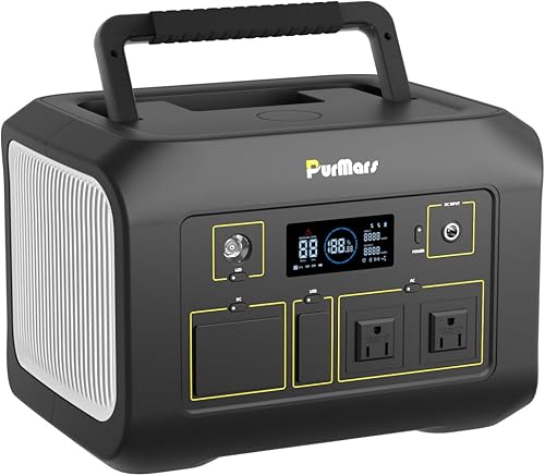 Estación de energía portátil de 600 W, generador de energía solar de 538 Wh con batería LiFePO4, pico de 1200 W, entrada y salida de fuente de