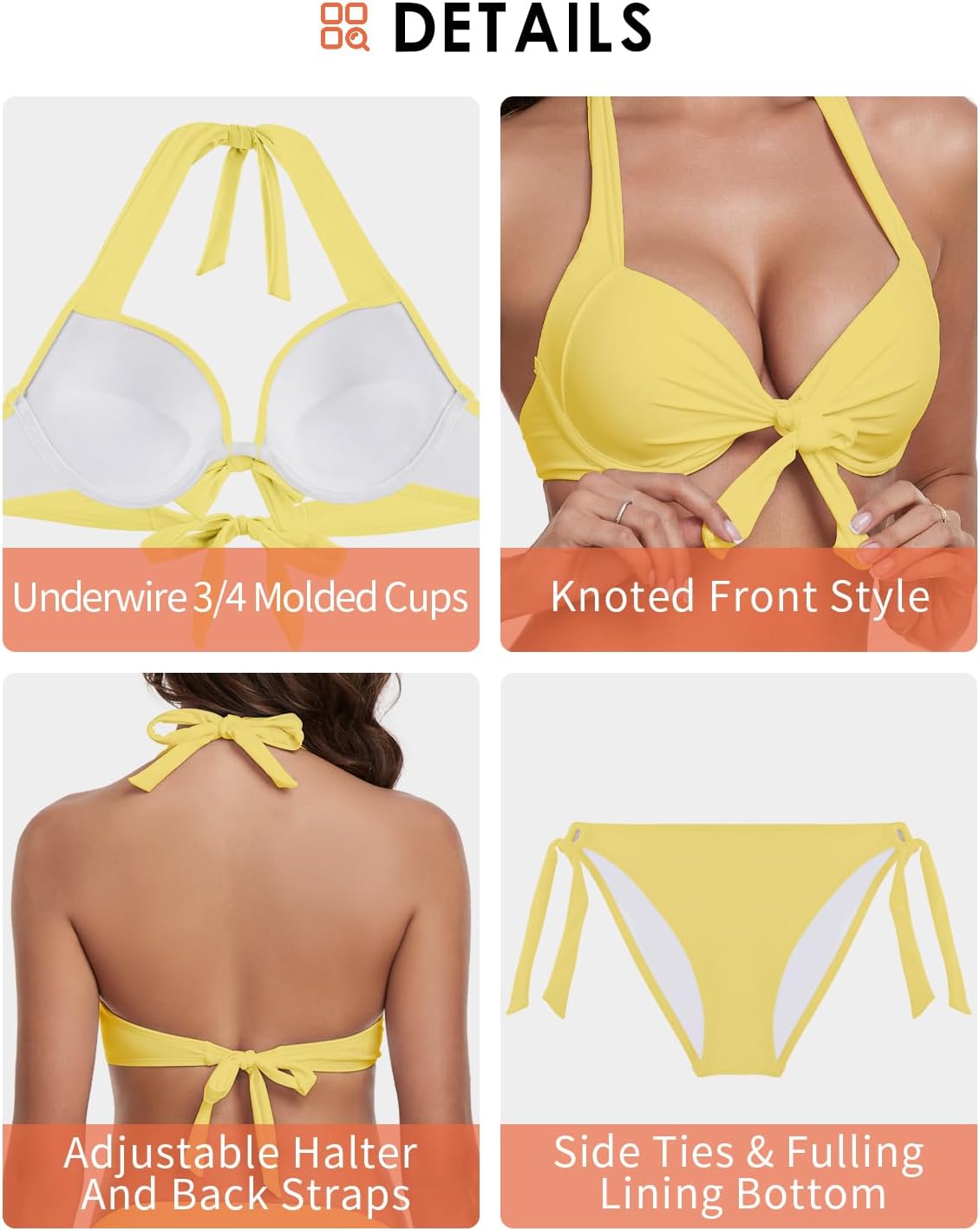 Colloyes Women's Two Piece Bikini Sets Push Up Halter Bikini Bathing Suit Adjustable 2 Piece Swimsuit - Image 5