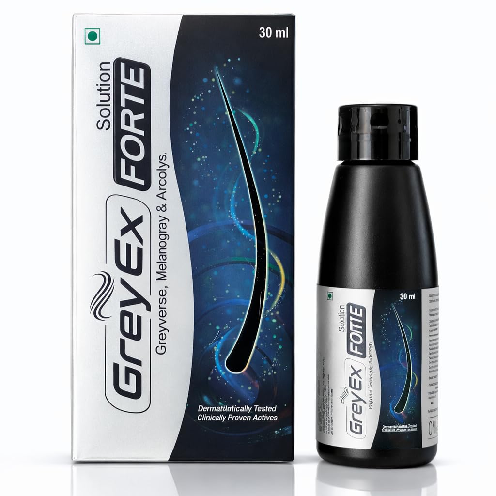 Grey-x FORTE Solution 30ml | Dermatologically Tested Hair Solution with Clinically Proven Actives | Helps Manage Premature Grey Hair & Supports Natural Hair Pigmentation | Paraben Free (Grey-x Forte)-image-46
