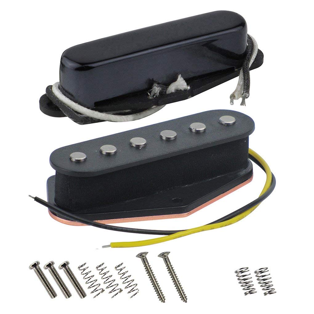 Vintage Single Coil Pickups Set Black Neck & Bridge Pickup (50mm/55mm) Alnico 5 Magnet for Telecaster Style Guitar Parts