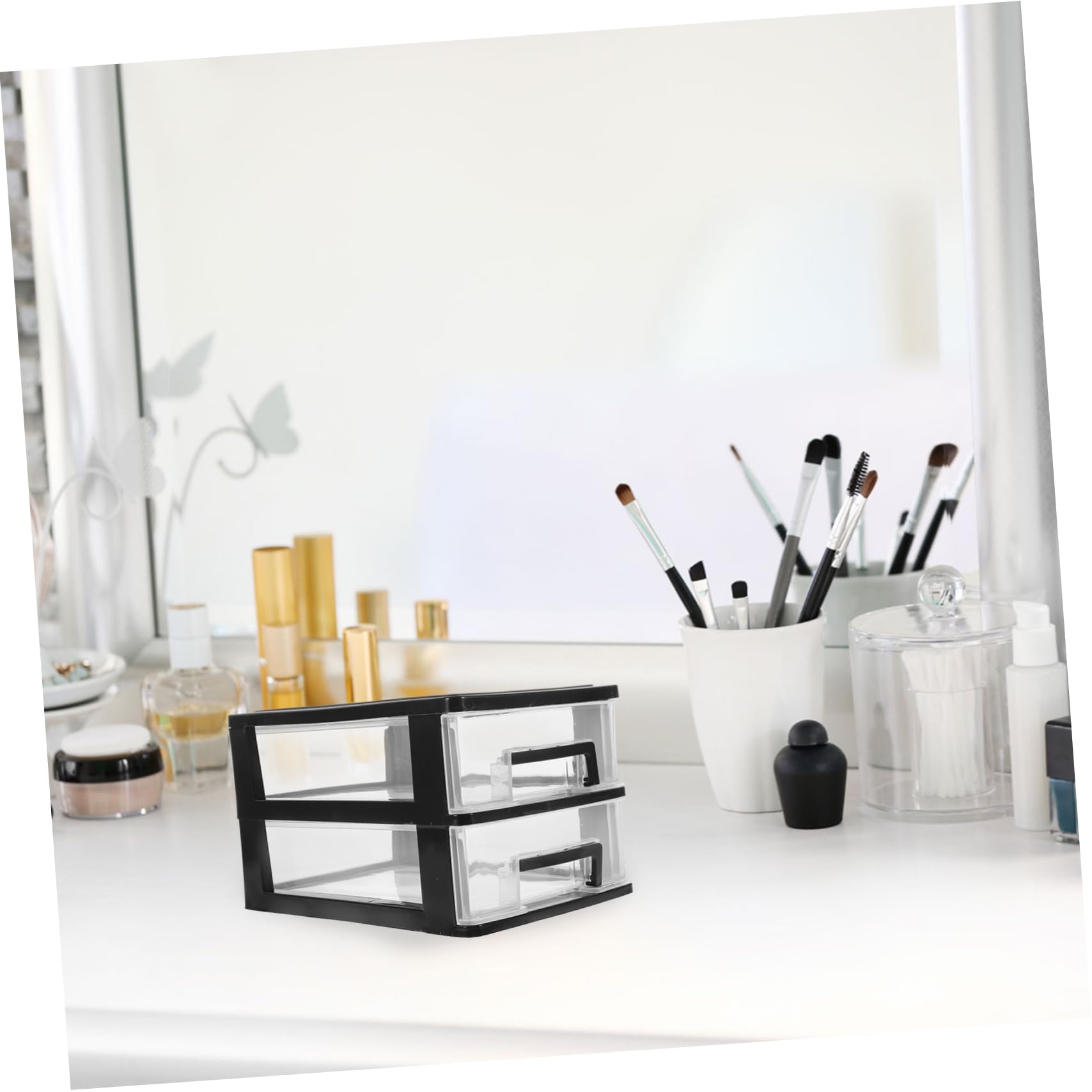 Organiseur de bureau en plastique avec 4 tiroirs : boîte de rangement en plastique transparent empilable pour fournitures de bureau