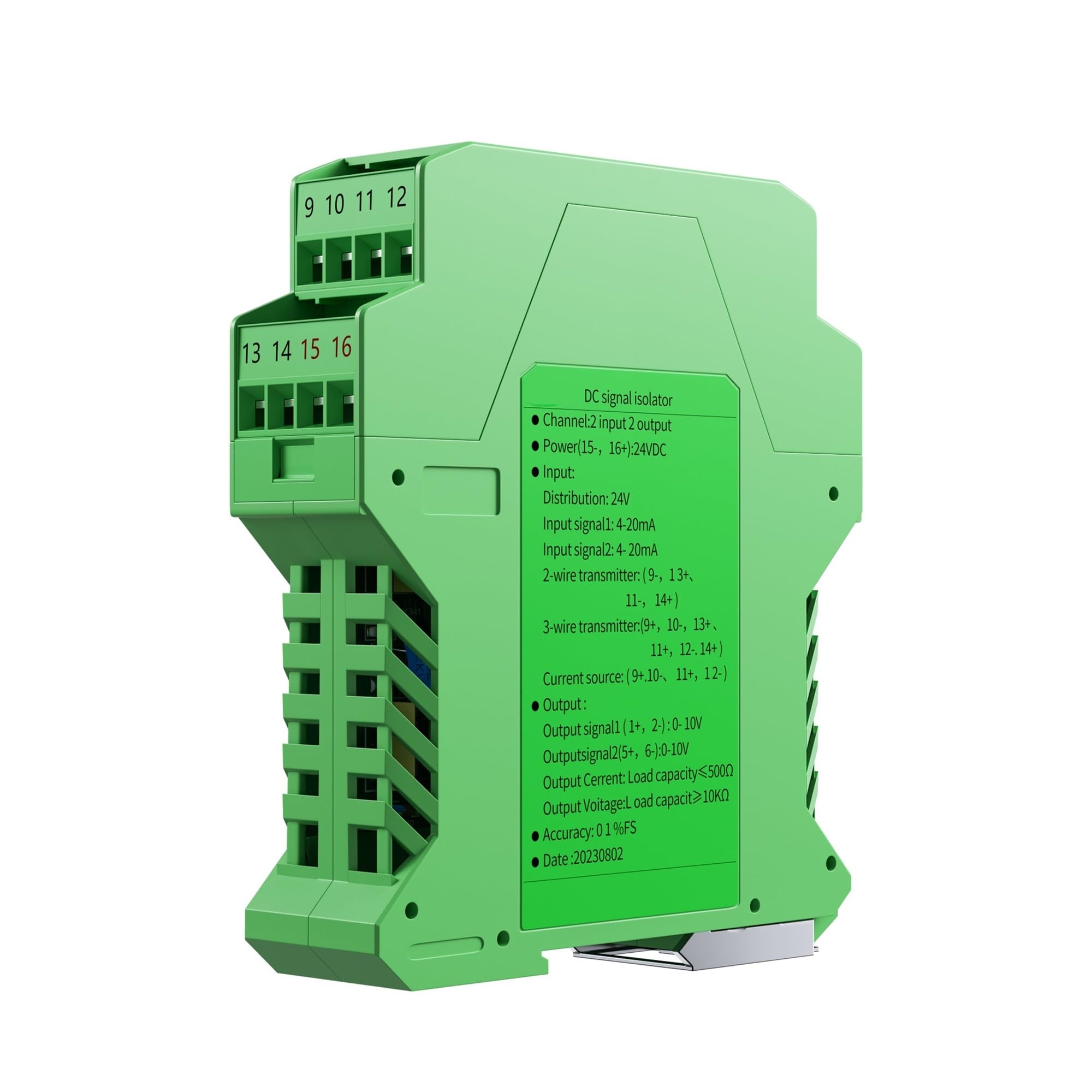Convertitore di Segnale analogico DC24V 4-20mA 0-10V 0-5V 0-10mA 0-20mA 1-5V Convertitore di Segnale 1 in 1 out 1 in 2 out Isolatore di Segnale analogico(1 in 2 out,Input 0-10V_out 1-5V)