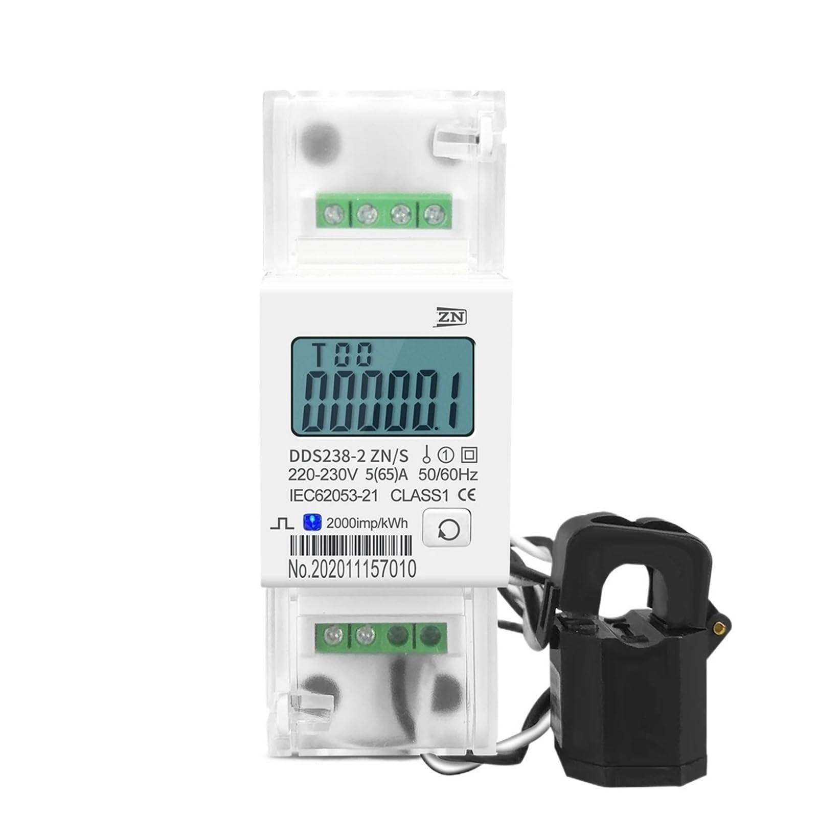 Compteur d'énergie monophasé 65A 100A avec rail DIN et RS485