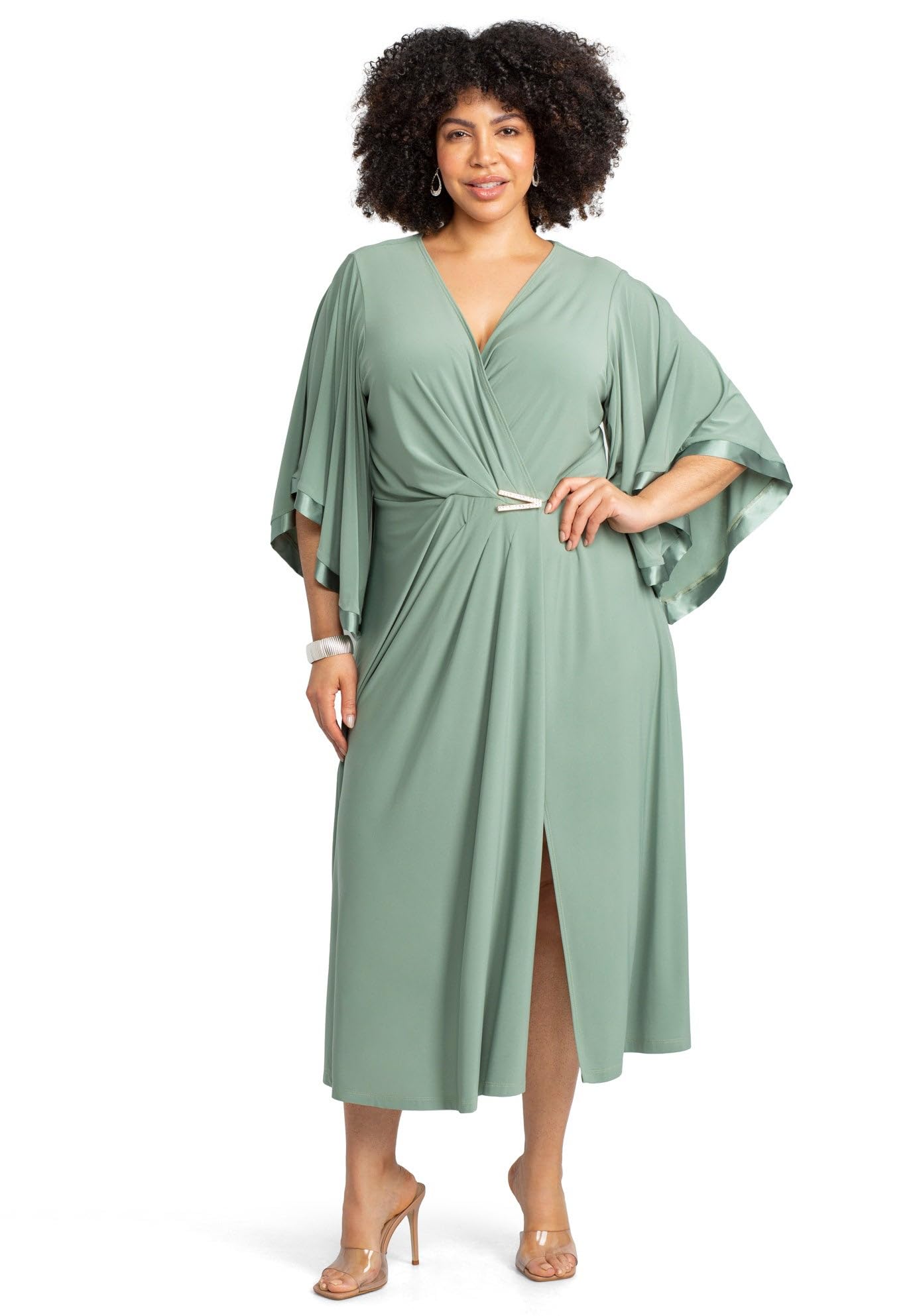 Womens Plus Size V-Neck Twist Maxi Dress