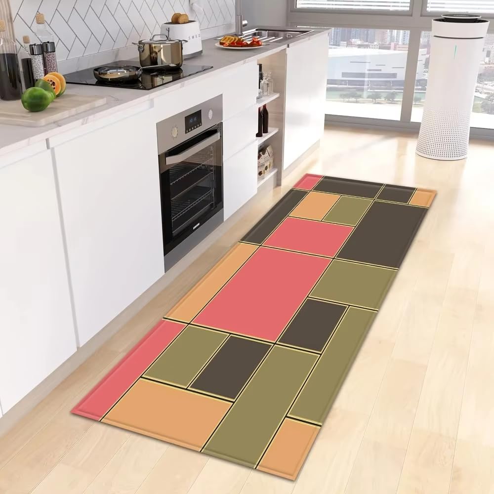 Tapis de sol antidérapant géométrique 70x150 cm pour entrée et cuisine
