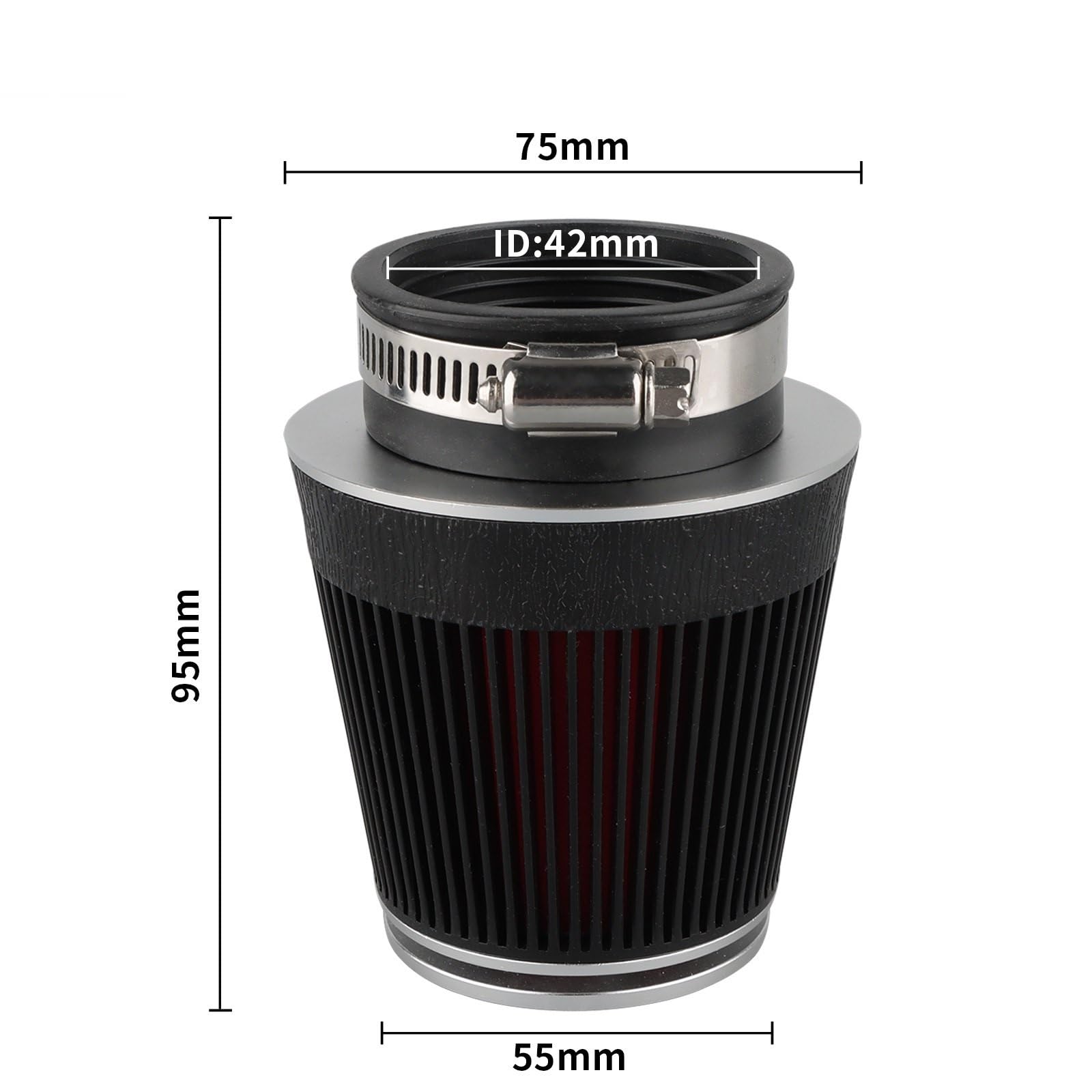 Filtro aire deportivo moto Filtro de aire para motocicleta 42mm 48mm 54mm MushroomHead filtro carburador tubo entrada modificado Scooter(CNC-42mm-silver)