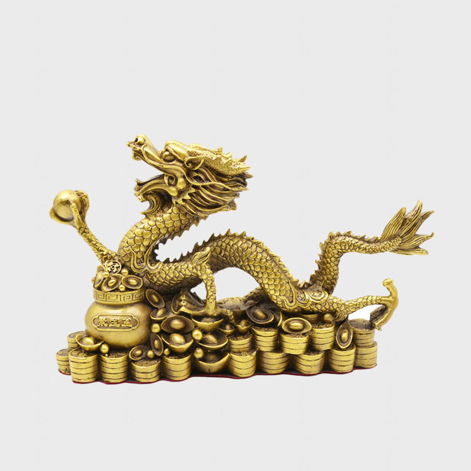 VIDECOR Feng Shui Goldener Drache – mit Einer Kristallkugel, um Wünsche Wahr Werden zu Lassen, Drachenfigur – Traditionelles Handwerk aus Takaoka-Kupferwaren, Sternzeichen-Perlen,Large