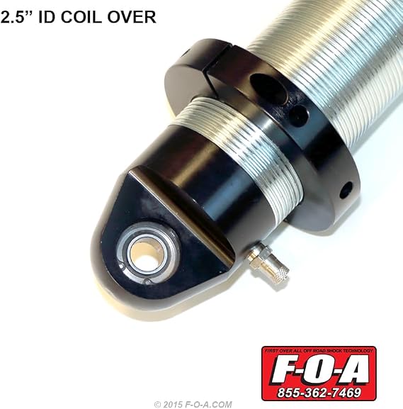F-O-A 25COSR8, Coilover Shock Absorber 2.5 Inch Body, 8 Inch Travel, Adjustable Compression & Rebound Valves, Billet Aluminum Cap