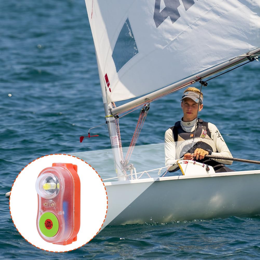Luz Estroboscópica para Chaleco Salvavidas, Lámpara LED Automática de Litio Autónoma en Agua Linterna Rescate Conspicua en Casos de Emergencia por Abordaje Activa Agua Rayo Alta Intensidad(Naranja)