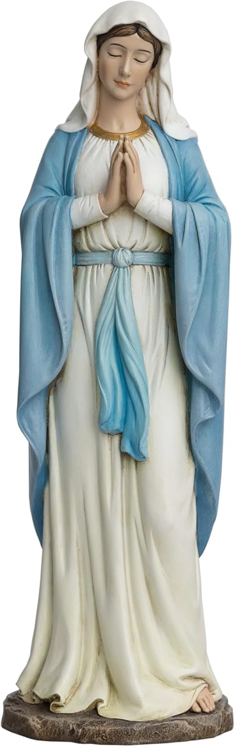 Mother Mary Statue, 14.5 Inches Madonna Virgin Mary Statue Elegant Home Decor, Hand Painted Blessed Mother Figurines Religious Gifts