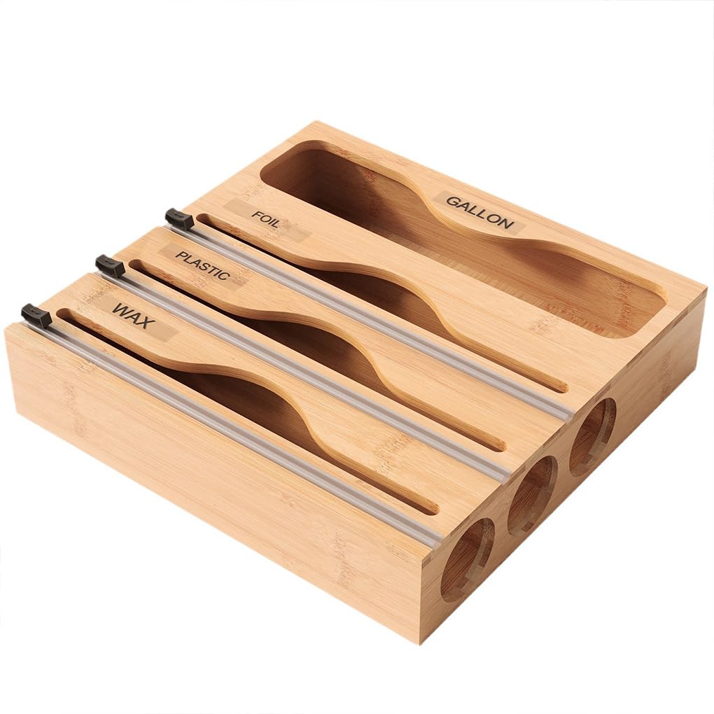 Práctico dispensador magnético de film transparente para un fácil acceso. Organizador de papel de cocina de 40 cm. Soporte para rollos de papel de aluminio para cocina, A