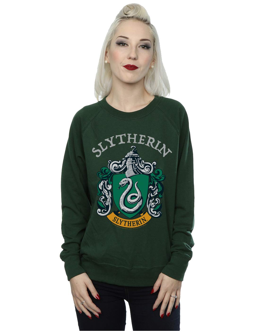 Harry Potter Women's Green Slytherin Crest Sweatshirt In | Size: Medium