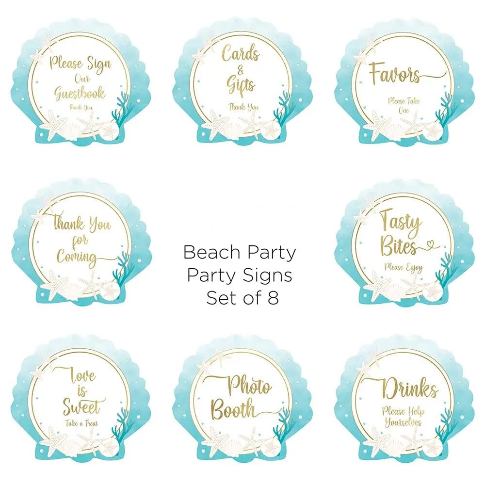 Kate Aspen Beach Sign (Set of 8) Party Décor Kit, One Size, Aqua (28552NA)