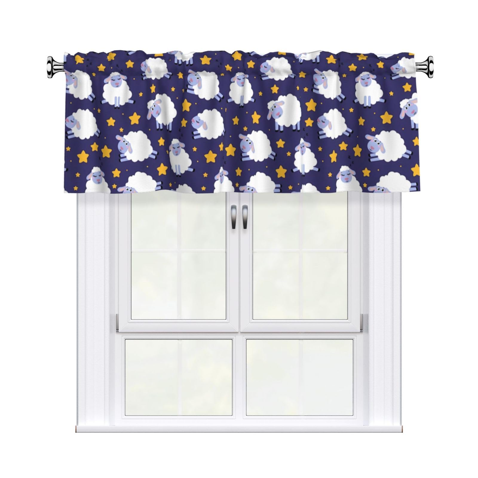 YYHHAOFA Sheep Prints Durable Kitchen Window Layer – 54x18 Inch 100% Polyester Valance with Precision Construction