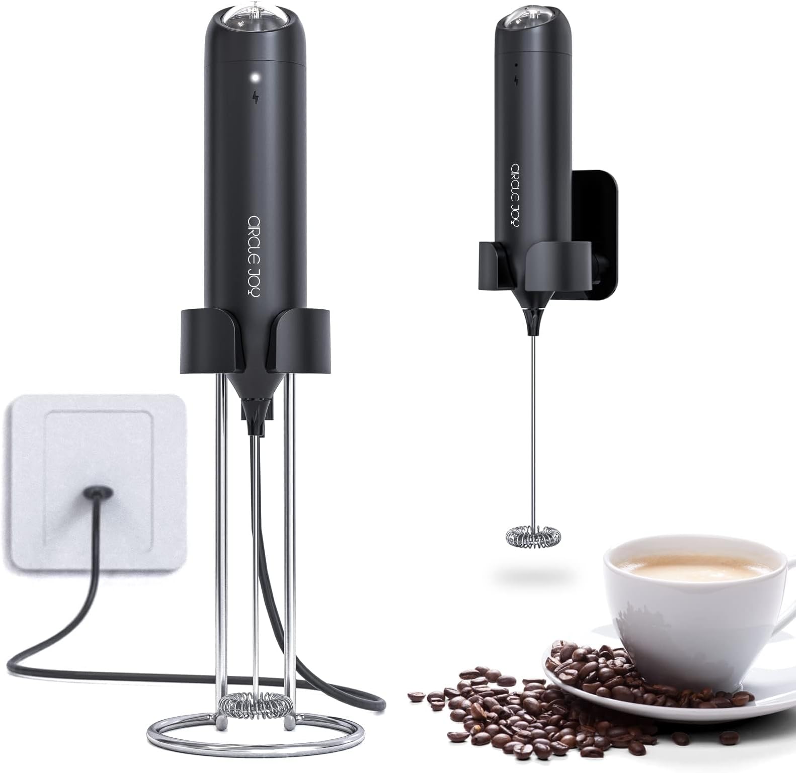 Dallfoll Mousseur à Lait Électrique Rechargeable USB - 3 Vitesses Fouet à Main Pour Cappuccino Latte Crème