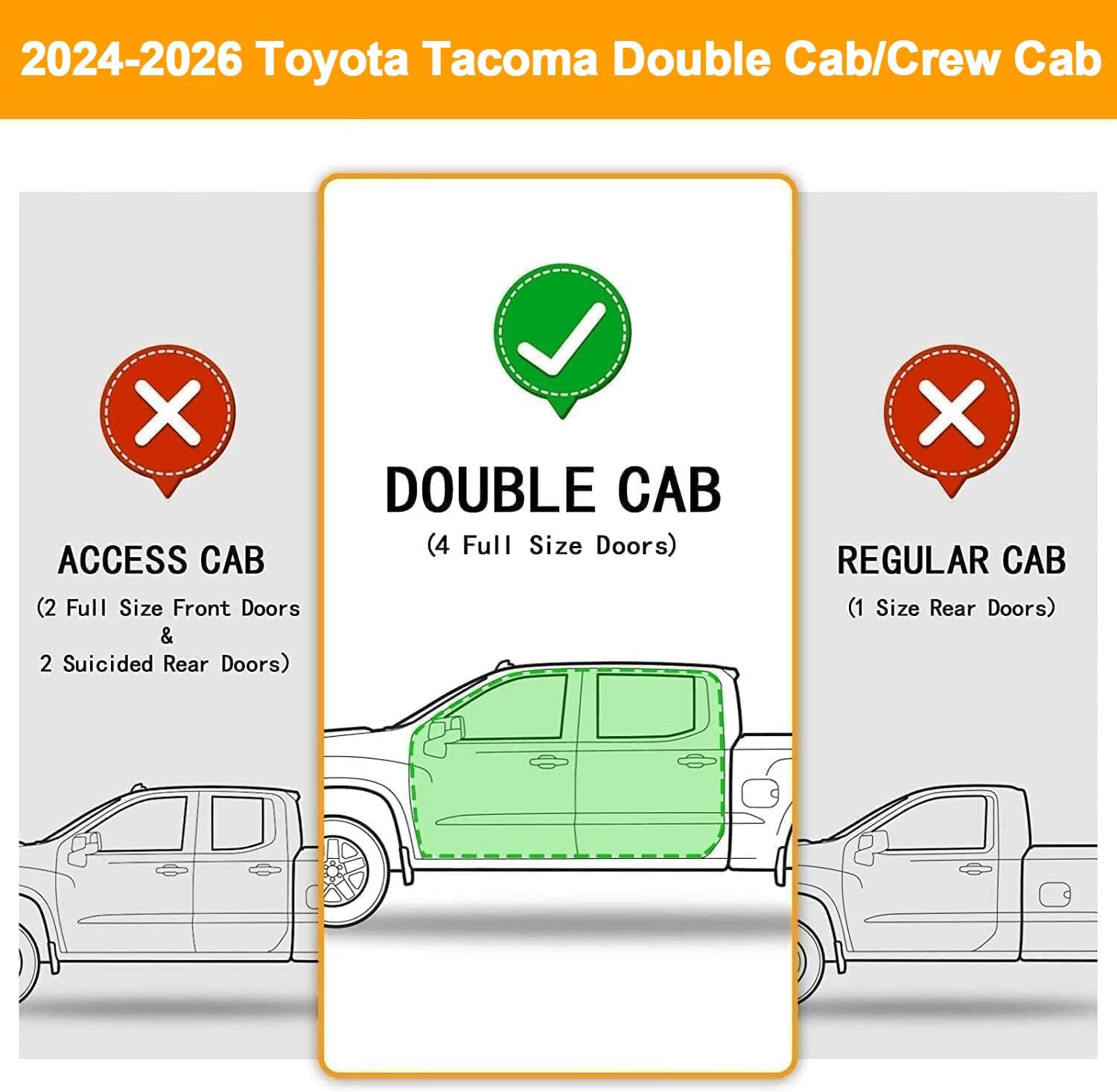 6.5" Tacoma Running Boards Compatible with 2024-2026 Toyota Tacoma Double Cab (4 Full-Size Doors), Stainless Steel Step Bars Side Steps Come with 8 Brackes.