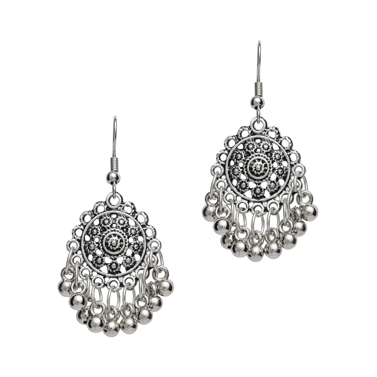 BY EVERSTYLISH Oxidised Silver Jhumka Earrings for Women | Boho Chic Jhumka Design with Ghungroo Detailing | Traditional, Lightweight Statement Jewelry-image-27