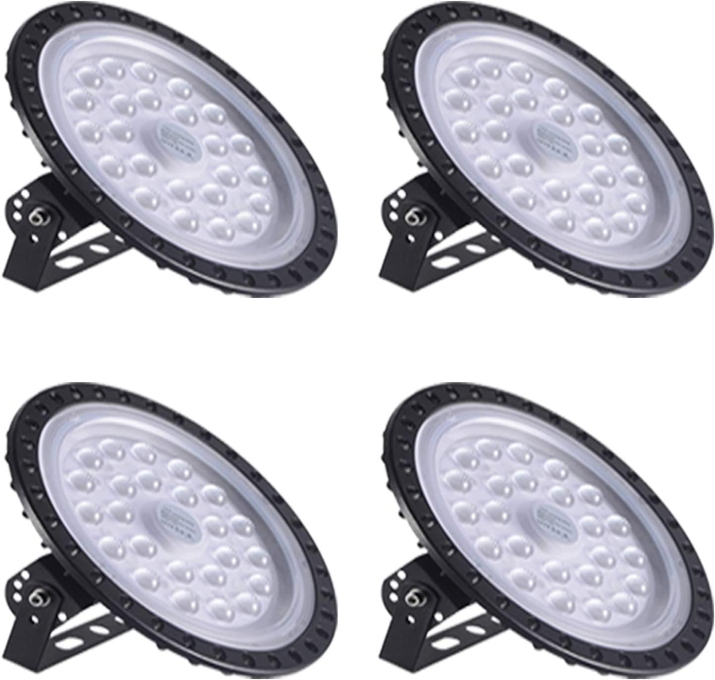 Sararoom 4Packs 100W 110V UFO LED High Bay Light, LED Warehouse Light 10000 Lumen 6500K Daylight White LED Shop Light Commercial Bay Lighting for Factory Garage Workshop
