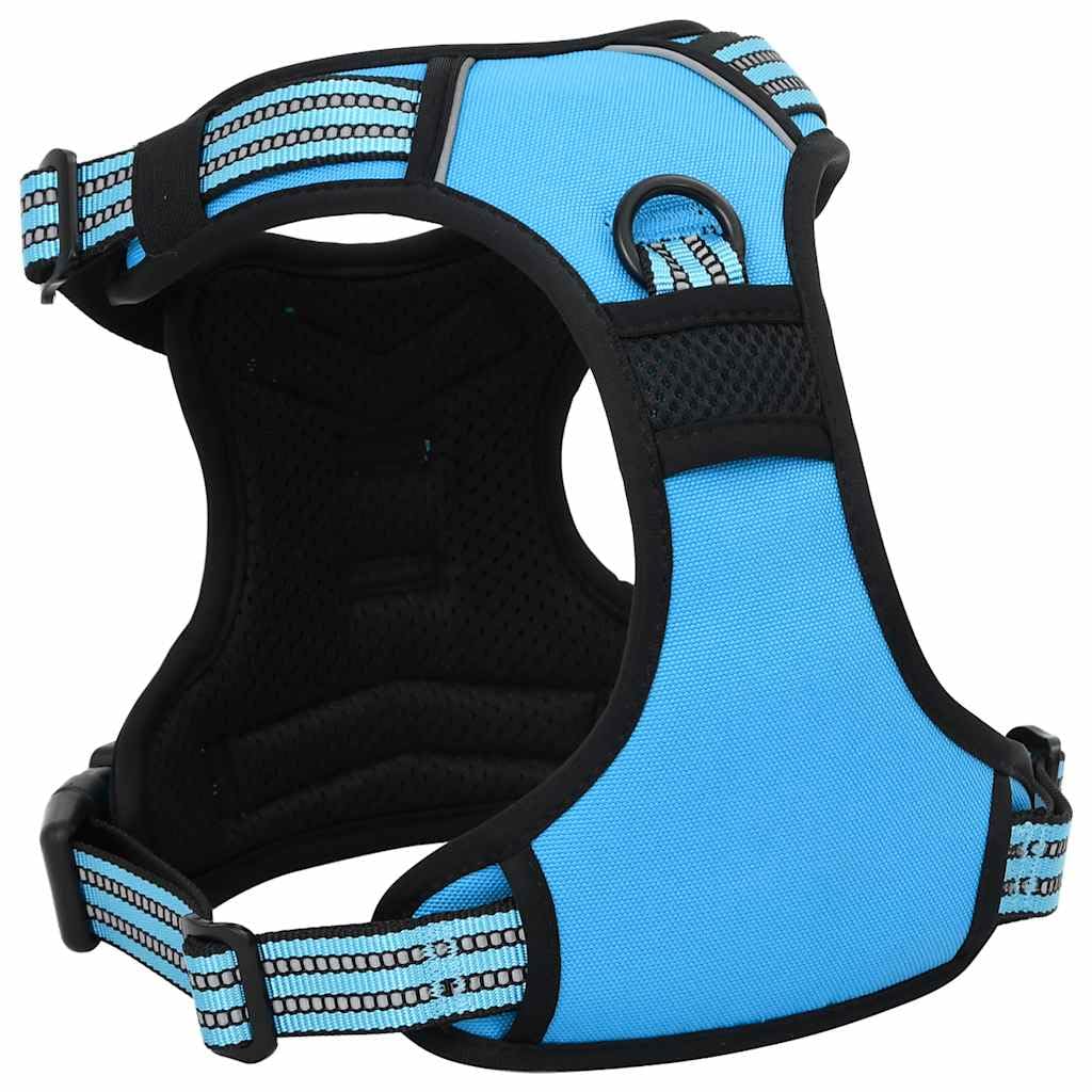 Pettorina per cani riflettente, regolabile, blu, XL, in poliestere, con 4 cinghie e 2 anelli, traspirante e lavabile, comoda per passeggiate e allenamento