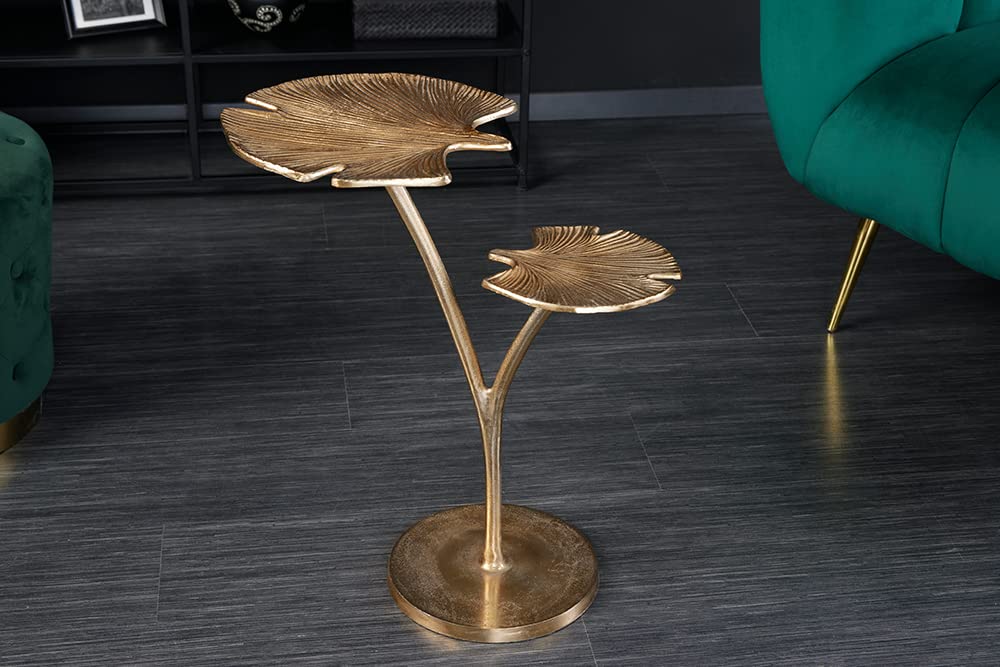 Beistelltisch GINKGO LEAFS 50cm - gold - Metall - handgefertigt Couchtisch