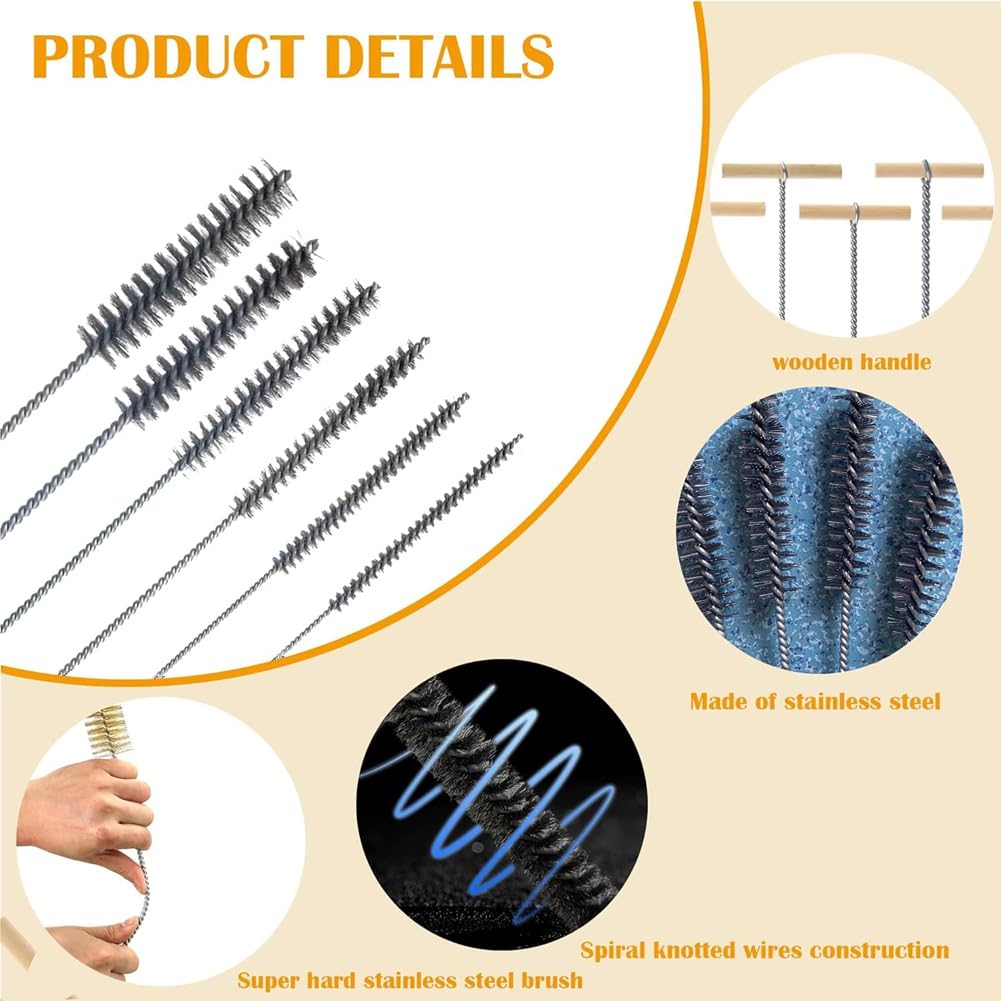 Dsdhuf 6 Piece Drill Hole Brush Set Hole Brush Cleaning Brush Pipe Cleaner Brush Stainless Steel Hole Brushes Cleaning Brush - Image 2