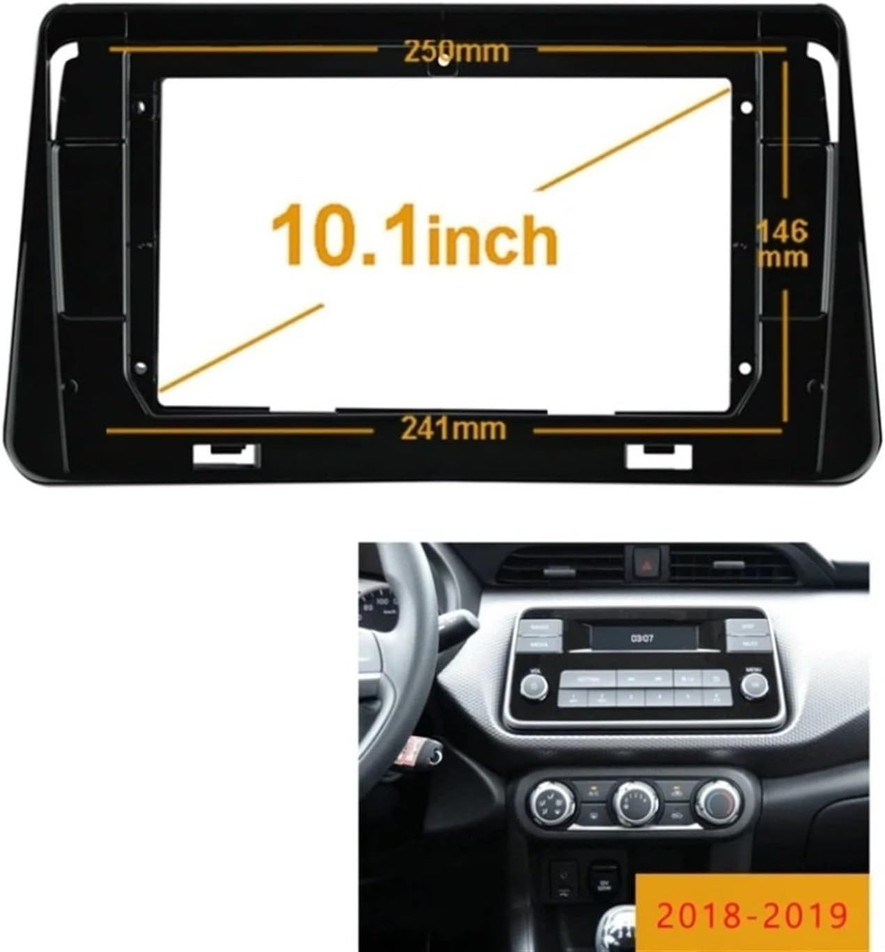 Car Radio Panel Car Radio Frame Car Video Fit for Nissan Kicks 2018-2019 Dashboard Refitting Panel 10.1" Kit Panel Durable