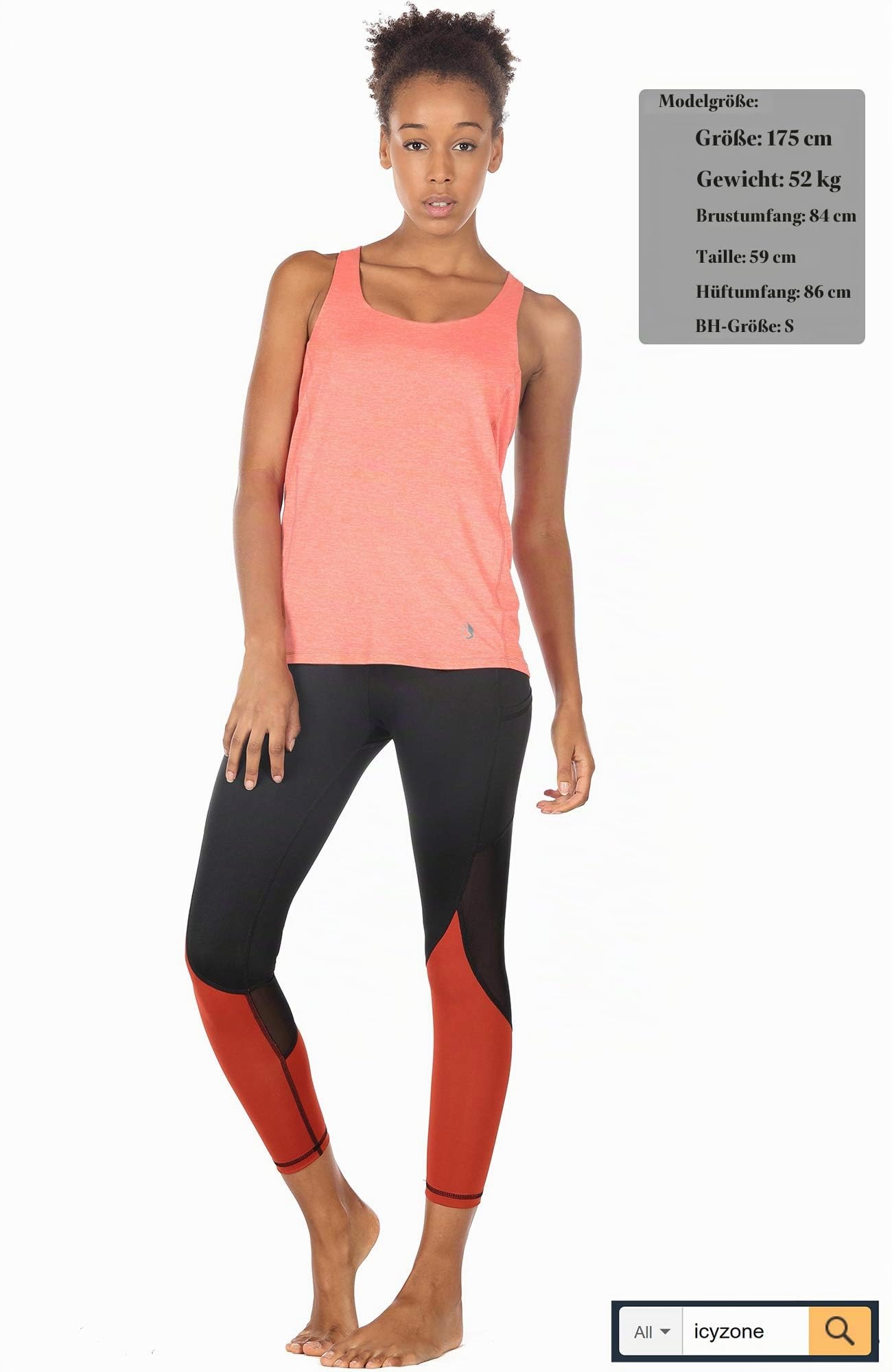 icyzone Damen Sport Yoga Top mit BH - 2 in 1 Fitness Shirt Cross Back Gym Sport Tank Top