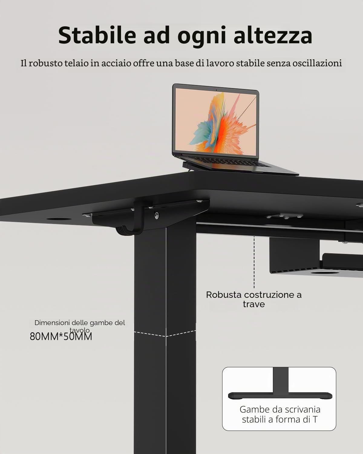Flamaker Scrivania Regolabile in Altezza 160 x 80 cm Standing Desk Scrivania Elettrica Scrivania Grande con Controllo Memoria, Ruote (Nero)