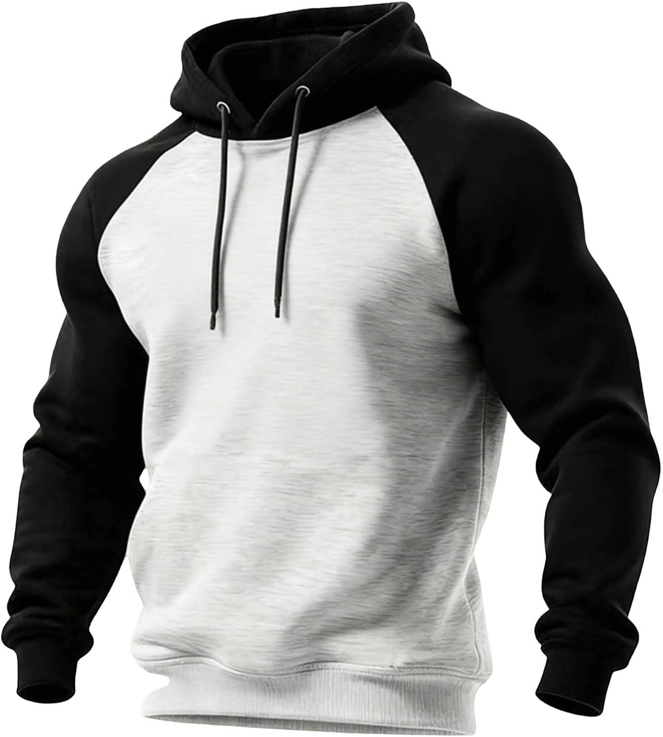 Men's Stylish Color Block Raglan Hoody Workout Casual Pullover Long Sleeve Hoody Sweatshirt Tops