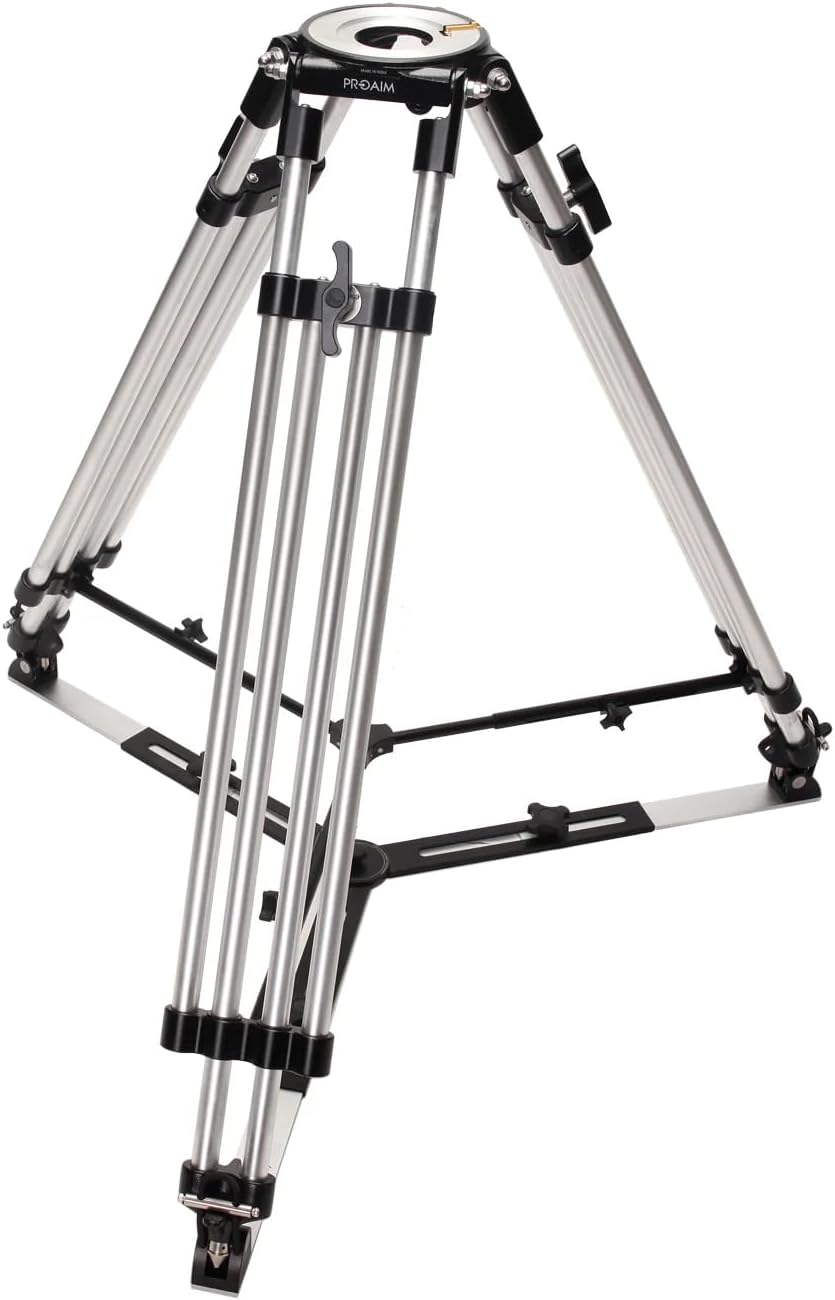 Mitchell Heavy-Duty Camera Tripod Stand with Spreader, 250kg/551lb | 2-stage aluminum build with rotating locking levers; height 35 to 66 inch; mid-level and floor spreaders; storage bag